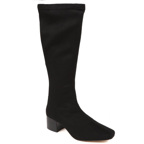 Black ladder cutout sales knee high boots
