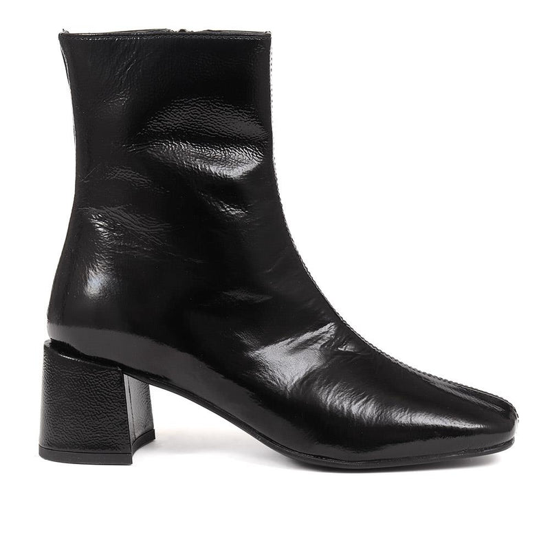 Block heel patent ankle hot sale boots
