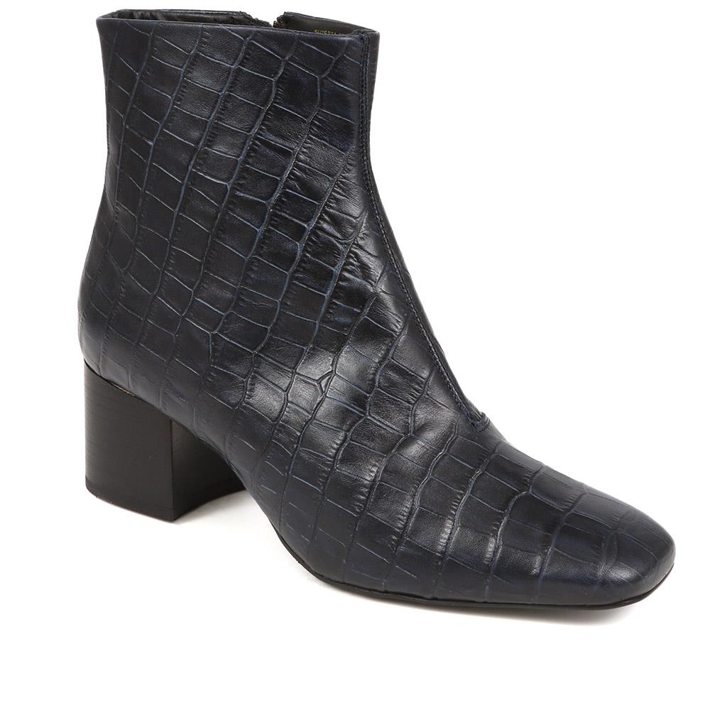 Leather Croc Heeled Ankle Boots - SUZETTA / 324 559 from Jones Bootmaker