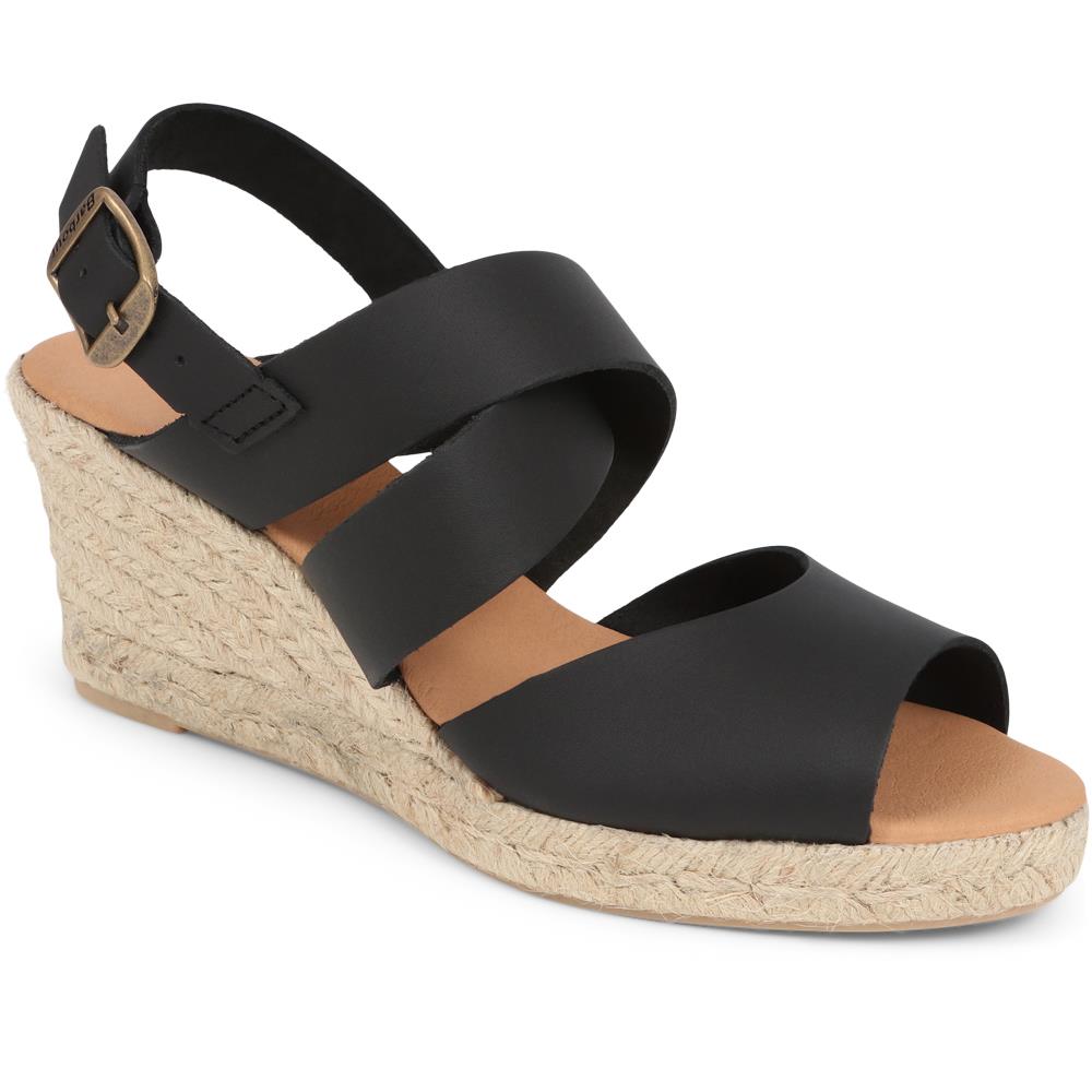 Yolanda Calf Leather Raffia Wedge Sandals - BARBR39507 / 324 821
